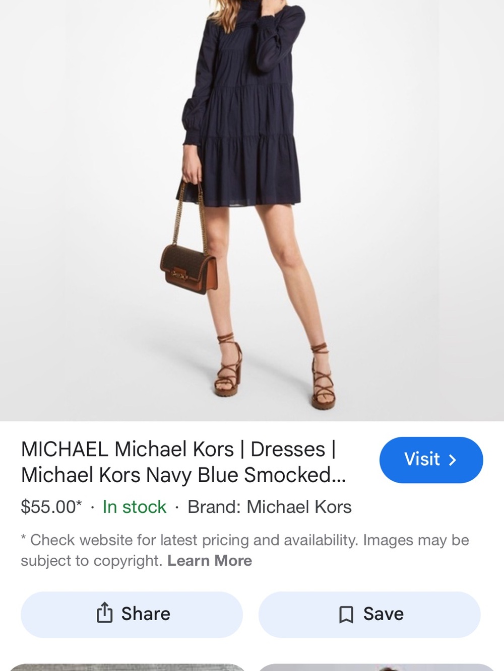 Michael Kors Navy Blouse with Ruffled Neckline